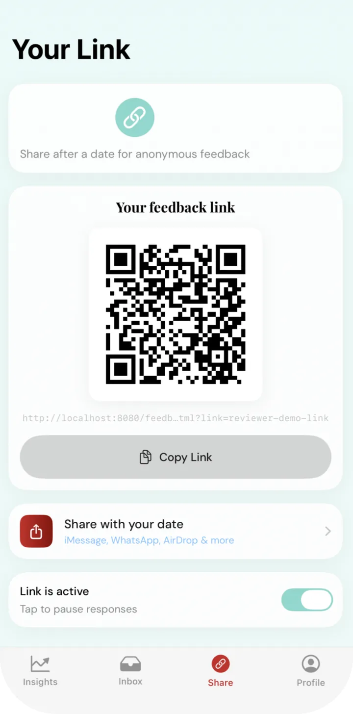 Your feedback link with QR code