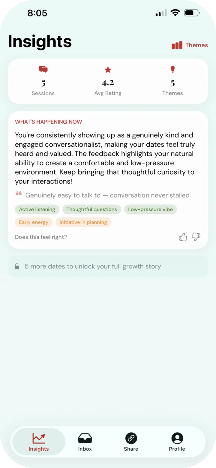 Your Story screen narrating what's happening now